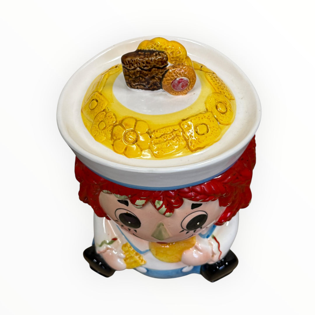 Vintage Raggedy Ann Cookie Jar wearing Raggedy Andy Hat