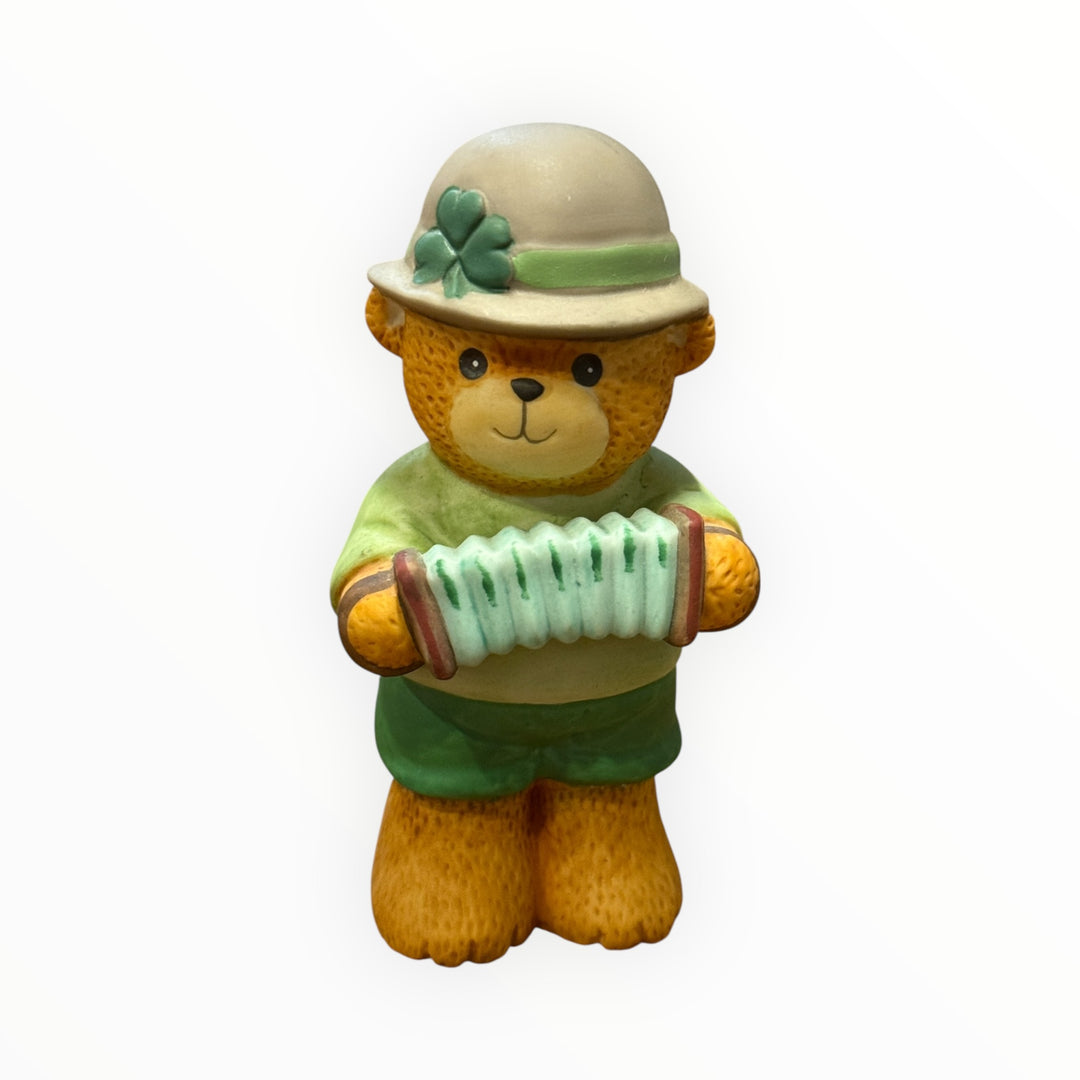 Enesco 1985 Lucy &amp; Me Bear St Patrick’s Day Irish Bear Ceramic Figurine
