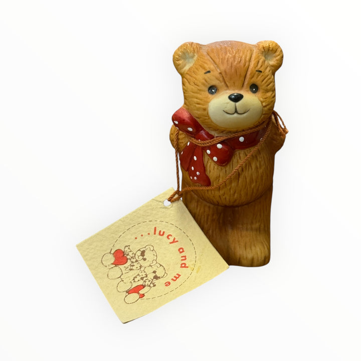 Enesco Bear with Red Gift Behind Back Figurine