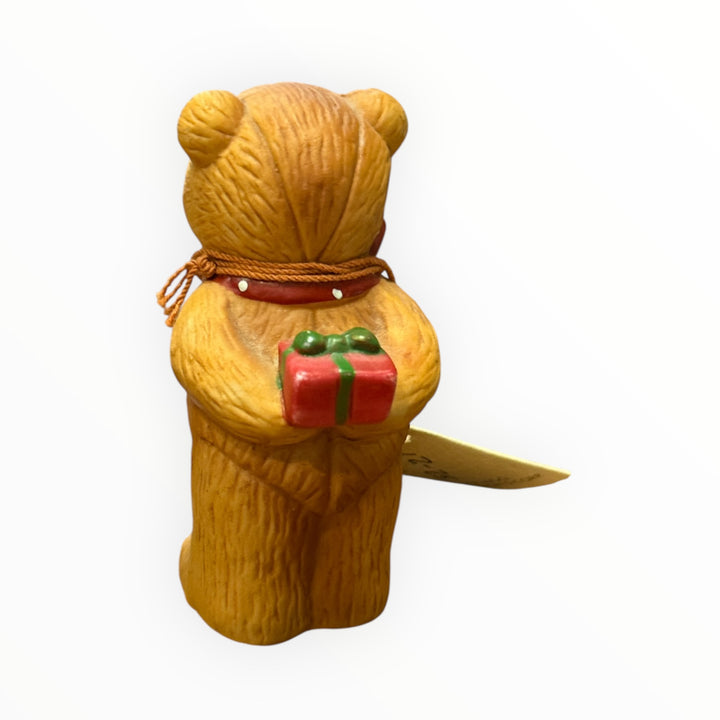 Enesco Bear with Red Gift Behind Back Figurine