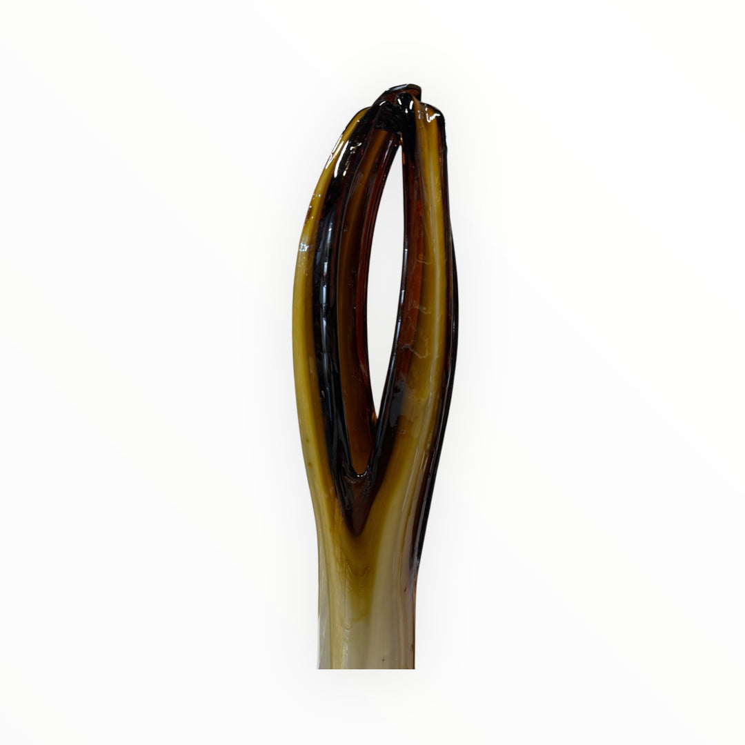 Swung Glass Vase Basket Hand Blown Art Glass