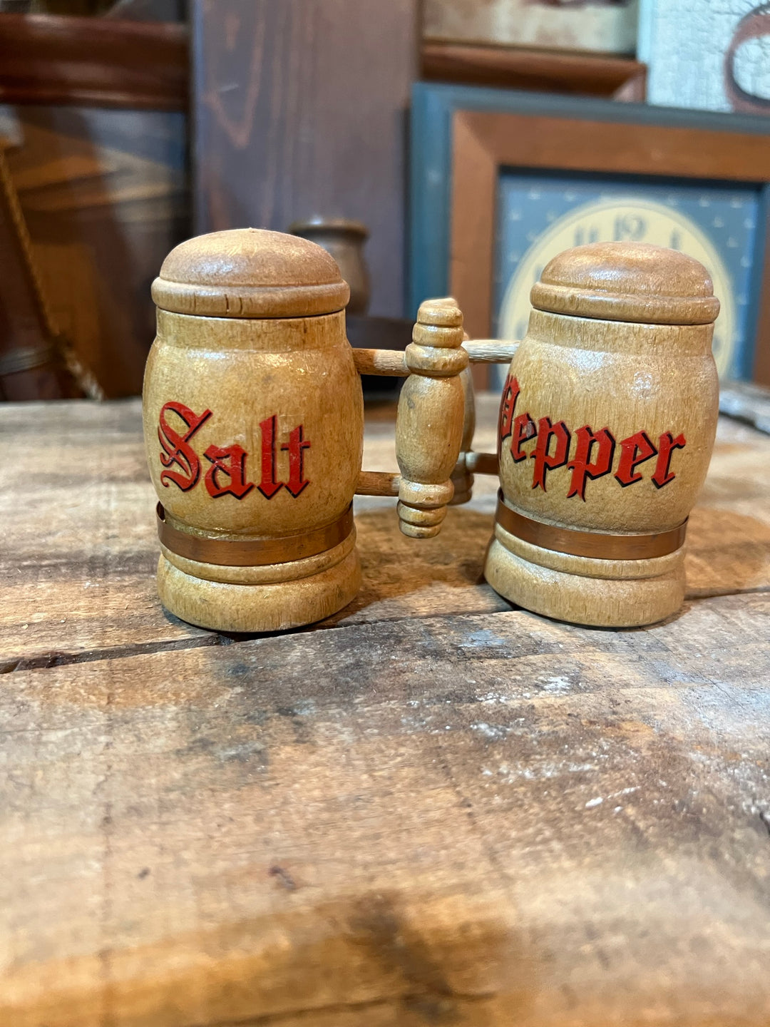 Wooden stein  Salt & Pepper shaker pair