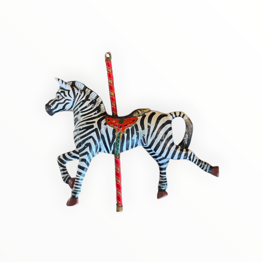 Christmas Ornament - Kurt Adler - Smithsonian Collection - Carousel Zebra