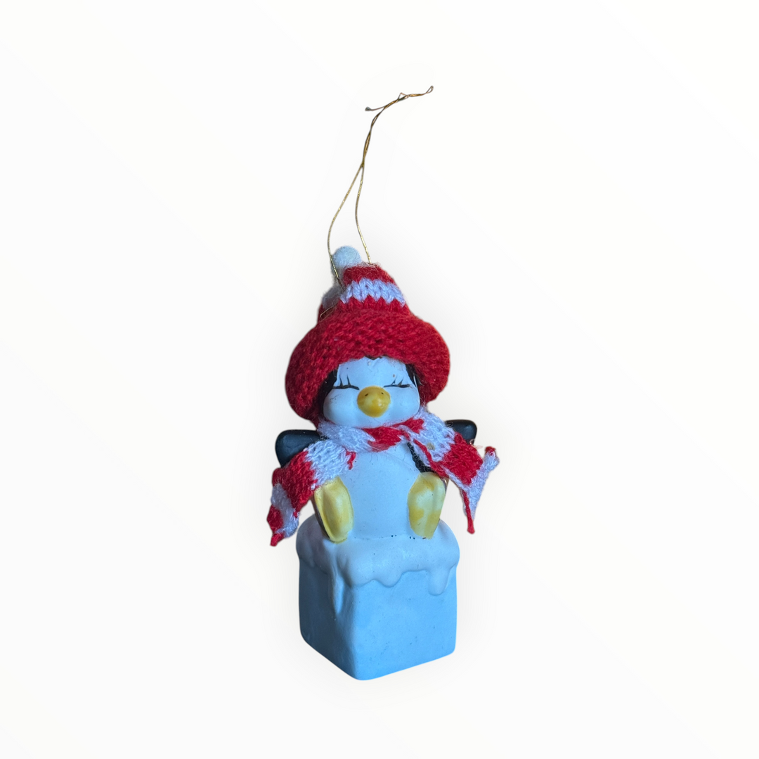 Christmas Ornament - Ceramic Penguin on Ice Block