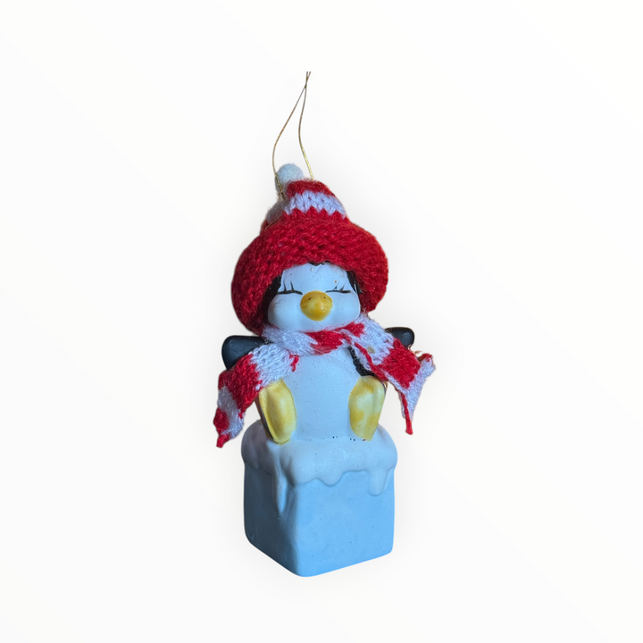 Christmas Ornament - Ceramic Penguin on Ice Block