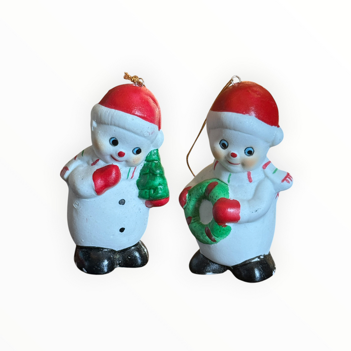 Christmas Ornament - Ceramic Snowman Pair