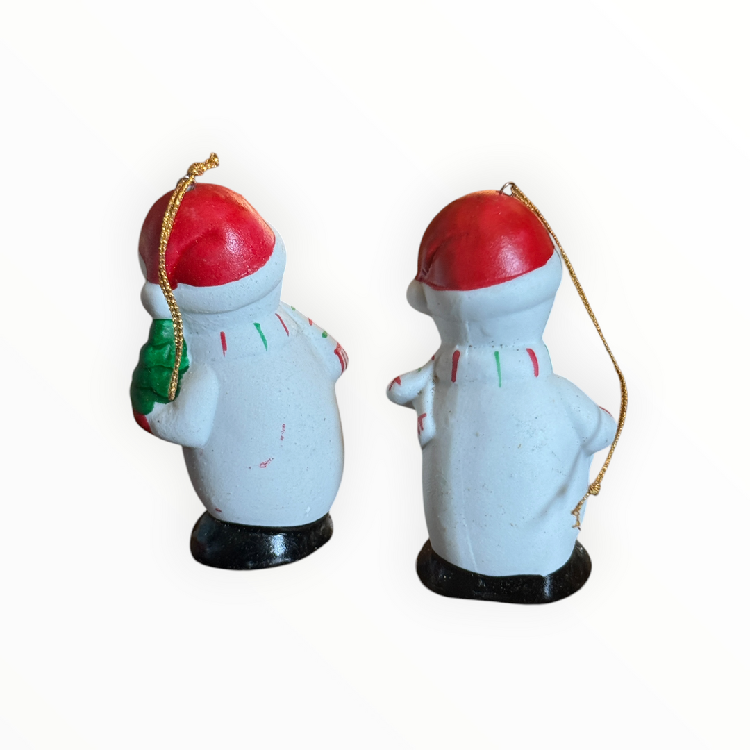 Christmas Ornament - Ceramic Snowman Pair