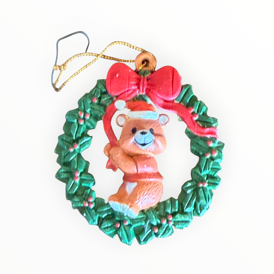 Christmas Ornament - Plastic Wreath Bear