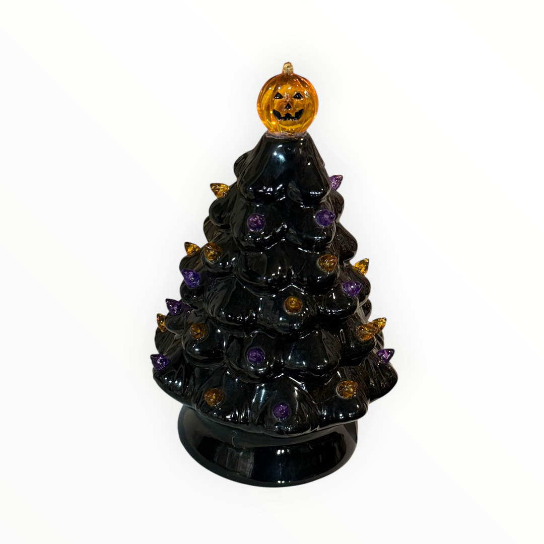 Retro-style Black Ceramic Tabletop Halloween Tree