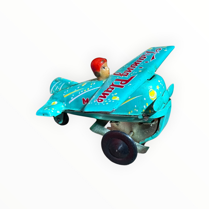 Vintage teal "Training Plane" Tin Toy