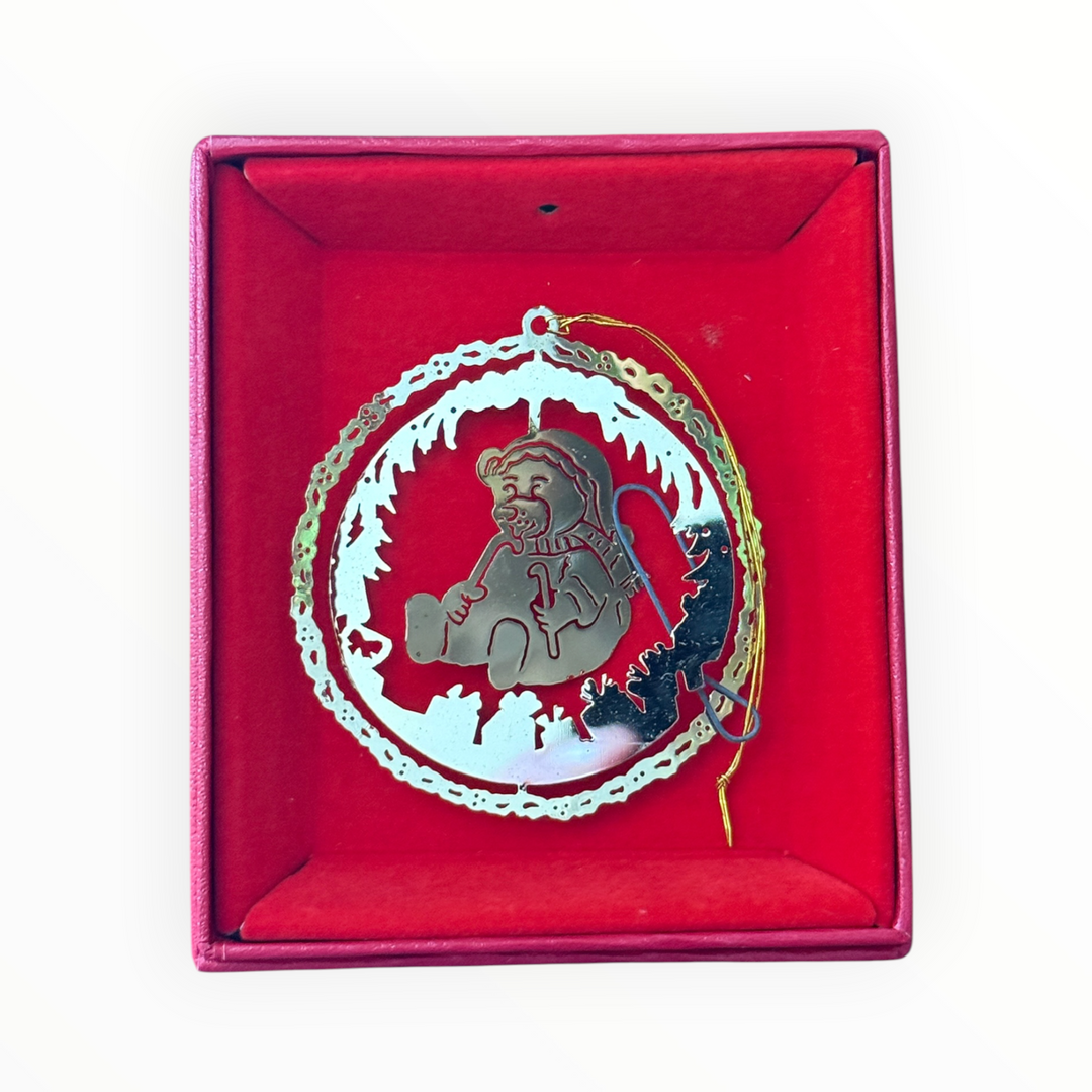 Christmas Gold Tone Cutout Ornament - Bear
