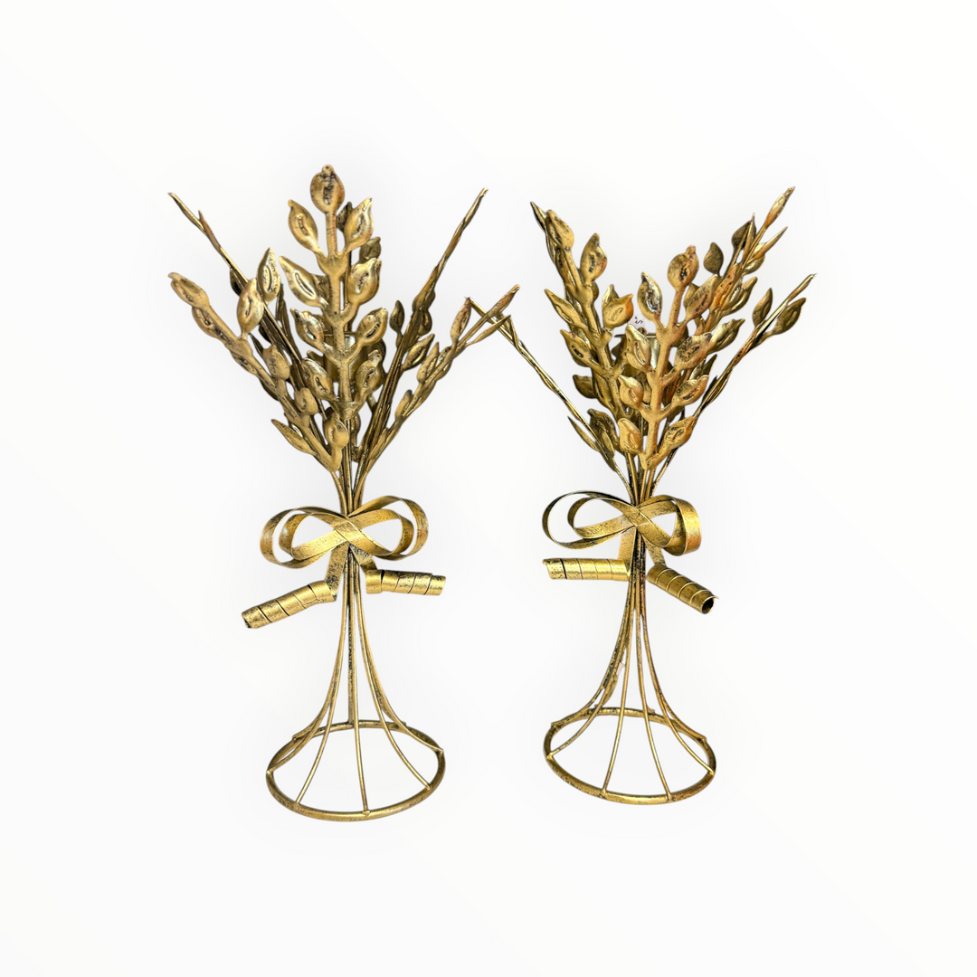 Pair of Wheat Sheaf Candle Holders