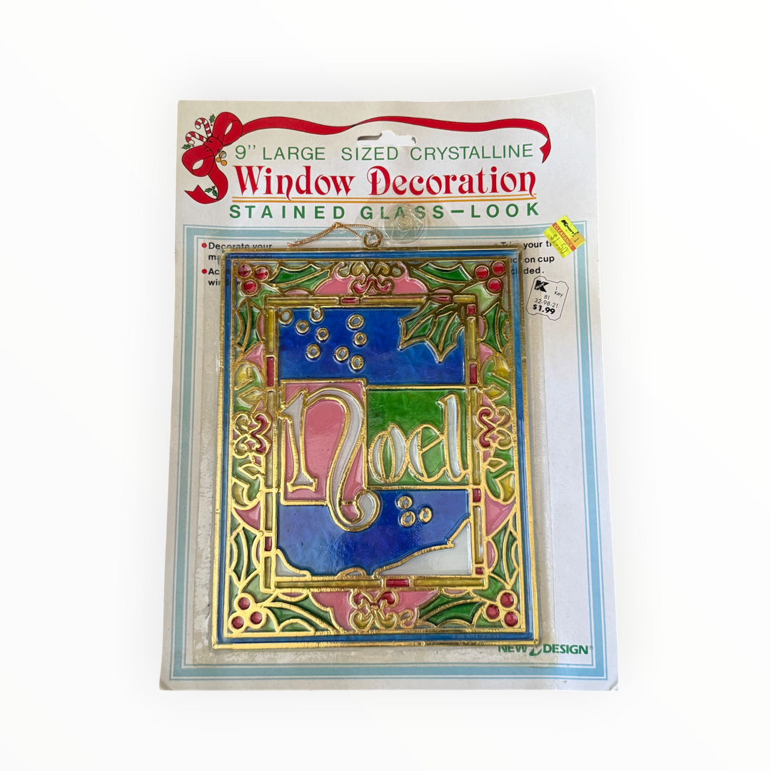 Christmas Stained Glass Look Window Decoration New Sealed 90s NOEL