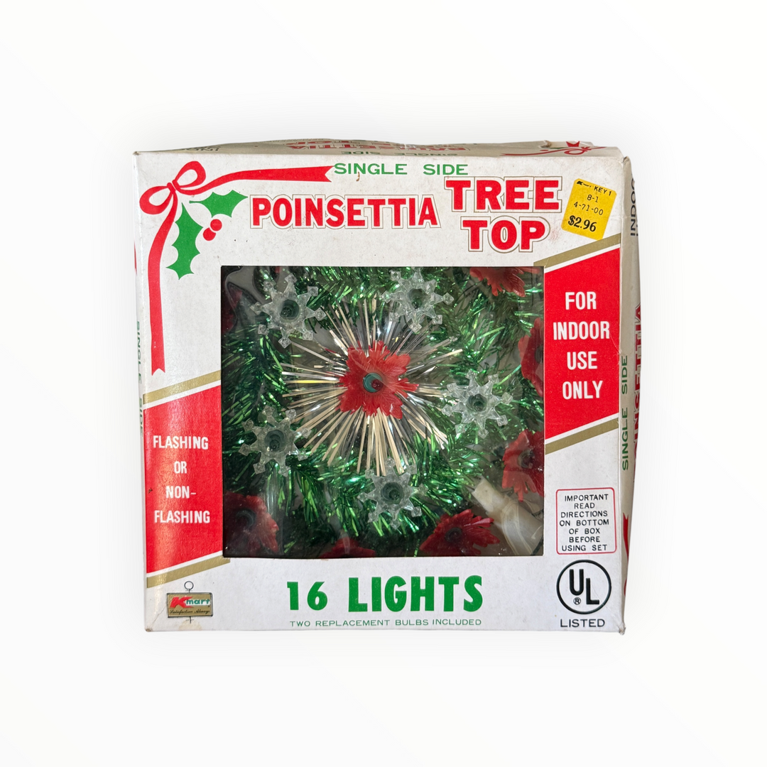 Vintage Poinsettia Tree Topper 16 Lights