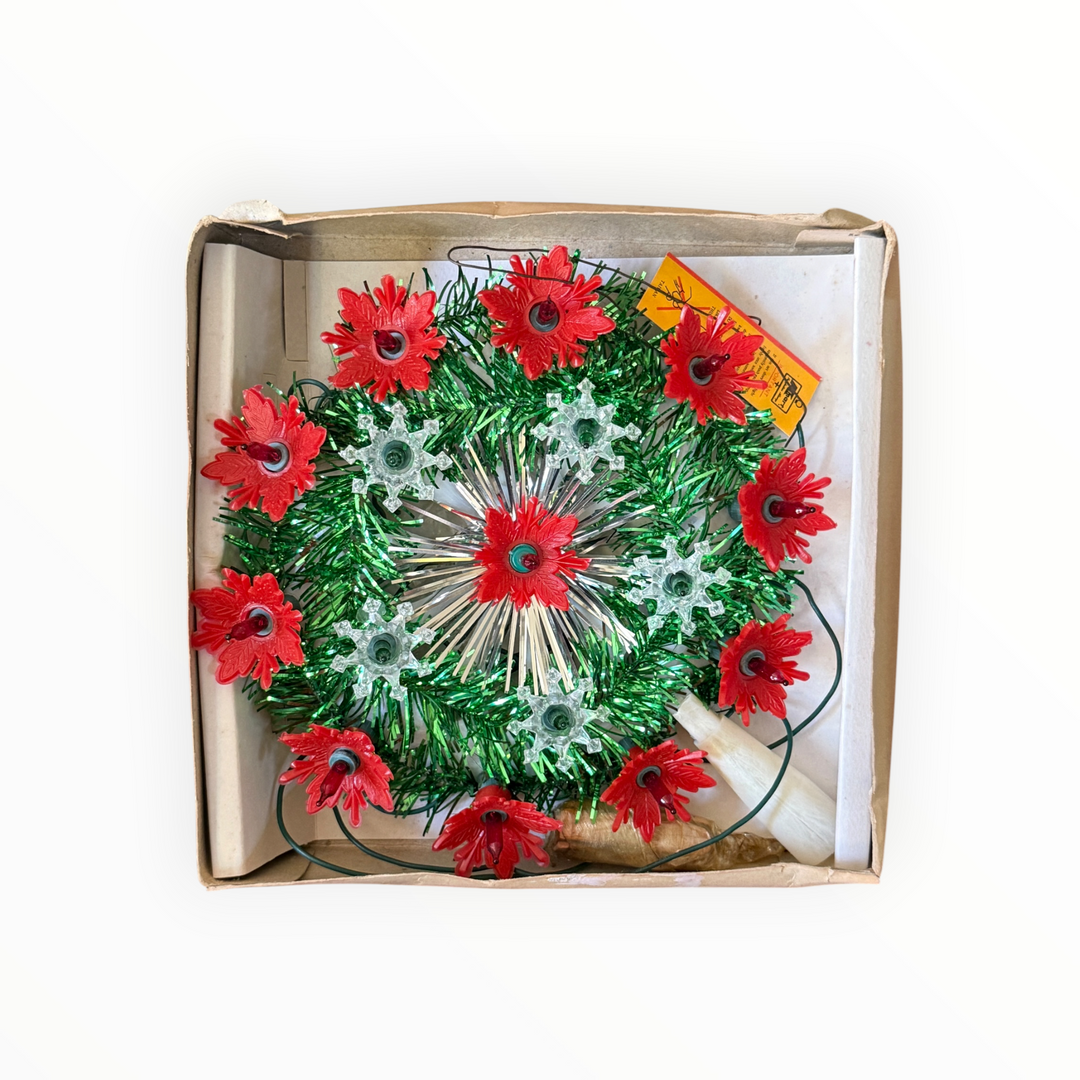 Vintage Poinsettia Tree Topper 16 Lights