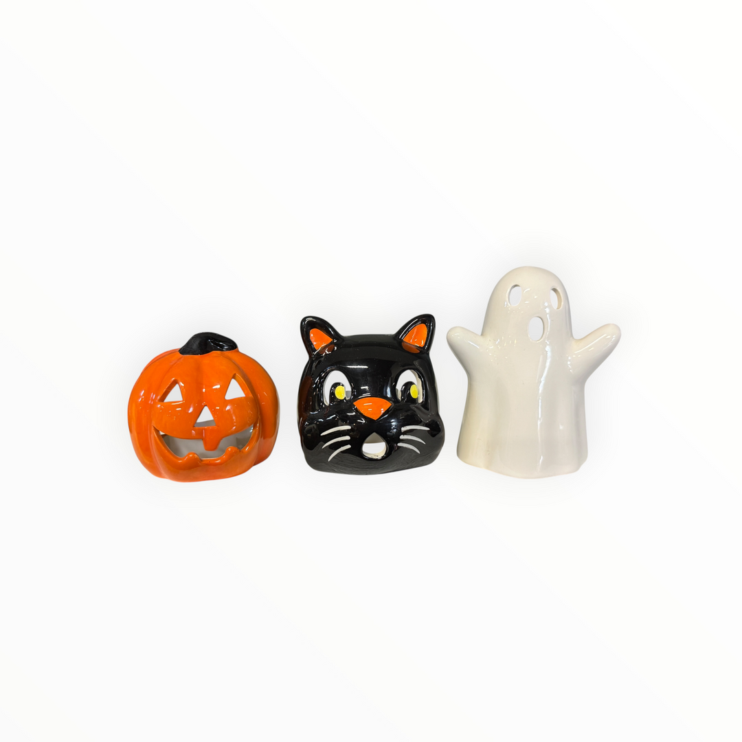 Ceramic Halloween Votive Holder Trio
