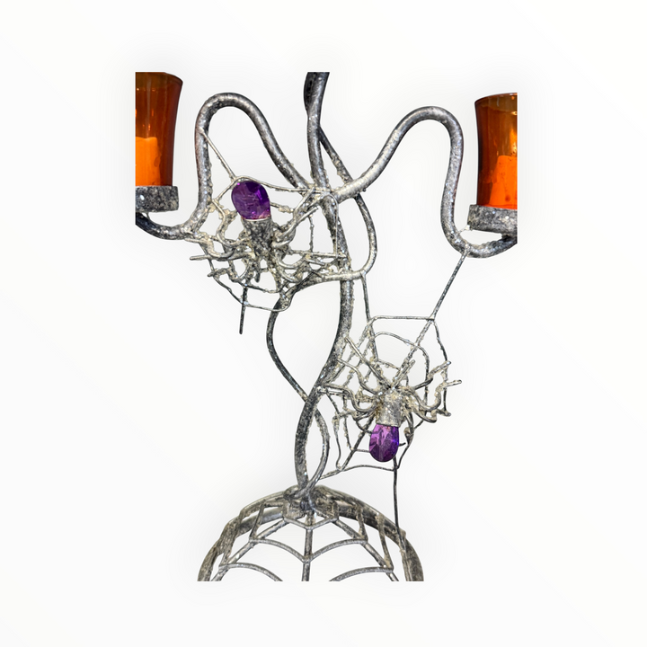 Metal Halloween Spider Candelabra