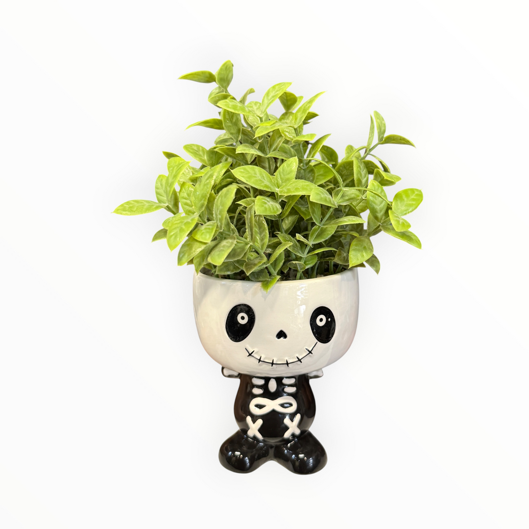 Flora Bunda Tealeaf Skeleton Boy Ceramic Planter