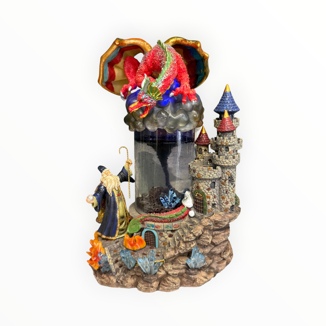 Classic Treasures Musical Wizard and Dragon figurine with Water Vortex