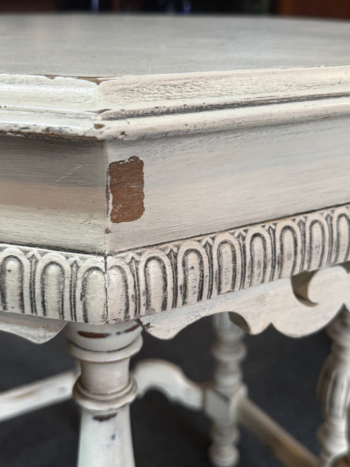 Octagonal White Shabby Chic Table  PICKUP ONLY