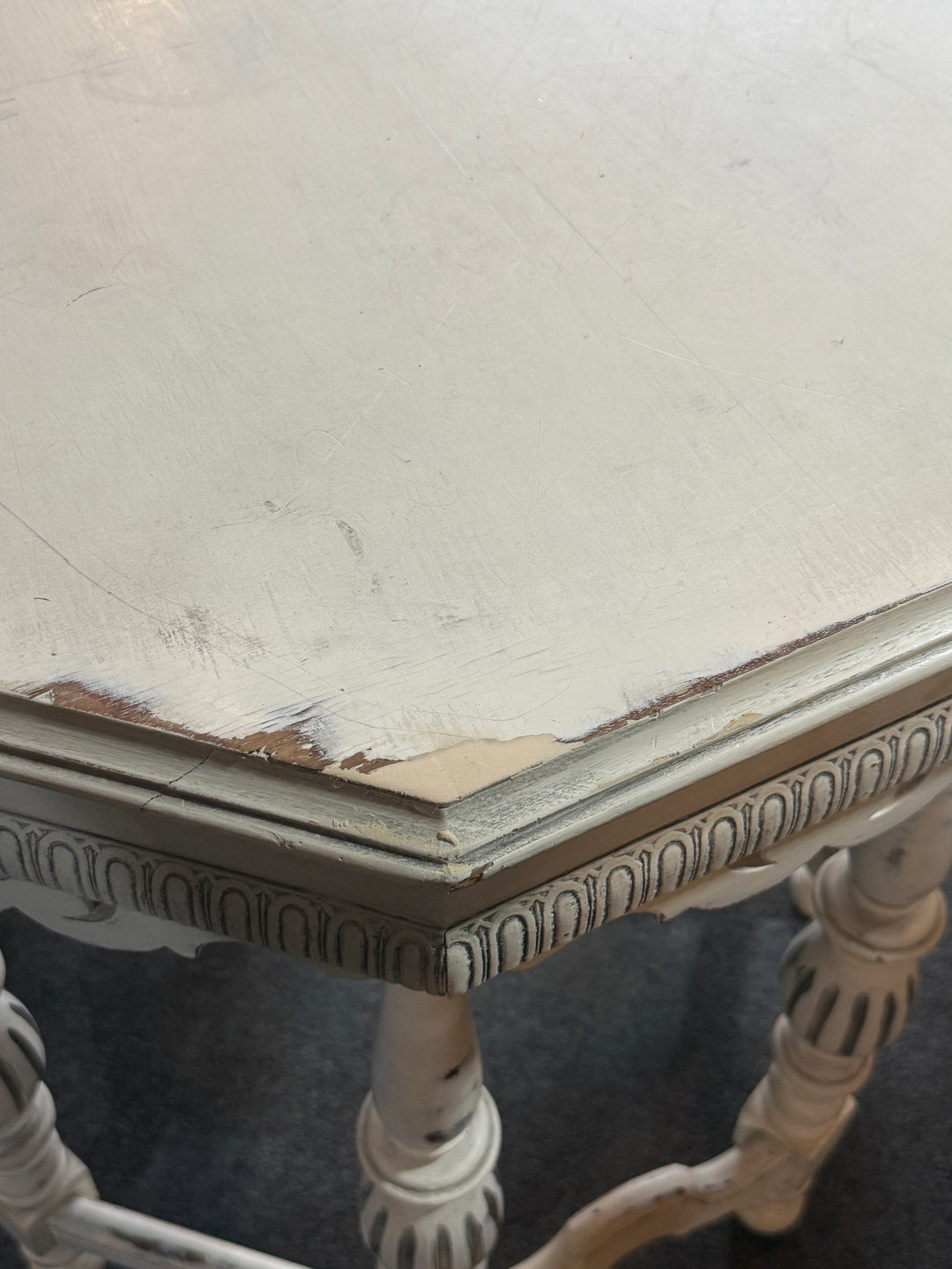 Octagonal White Shabby Chic Table  PICKUP ONLY