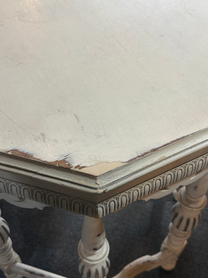 Octagonal White Shabby Chic Table  PICKUP ONLY