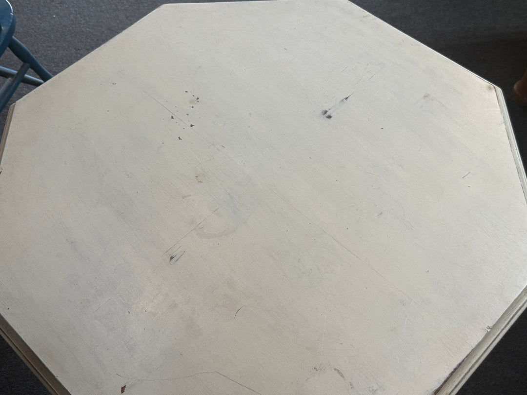 Octagonal White Shabby Chic Table  PICKUP ONLY