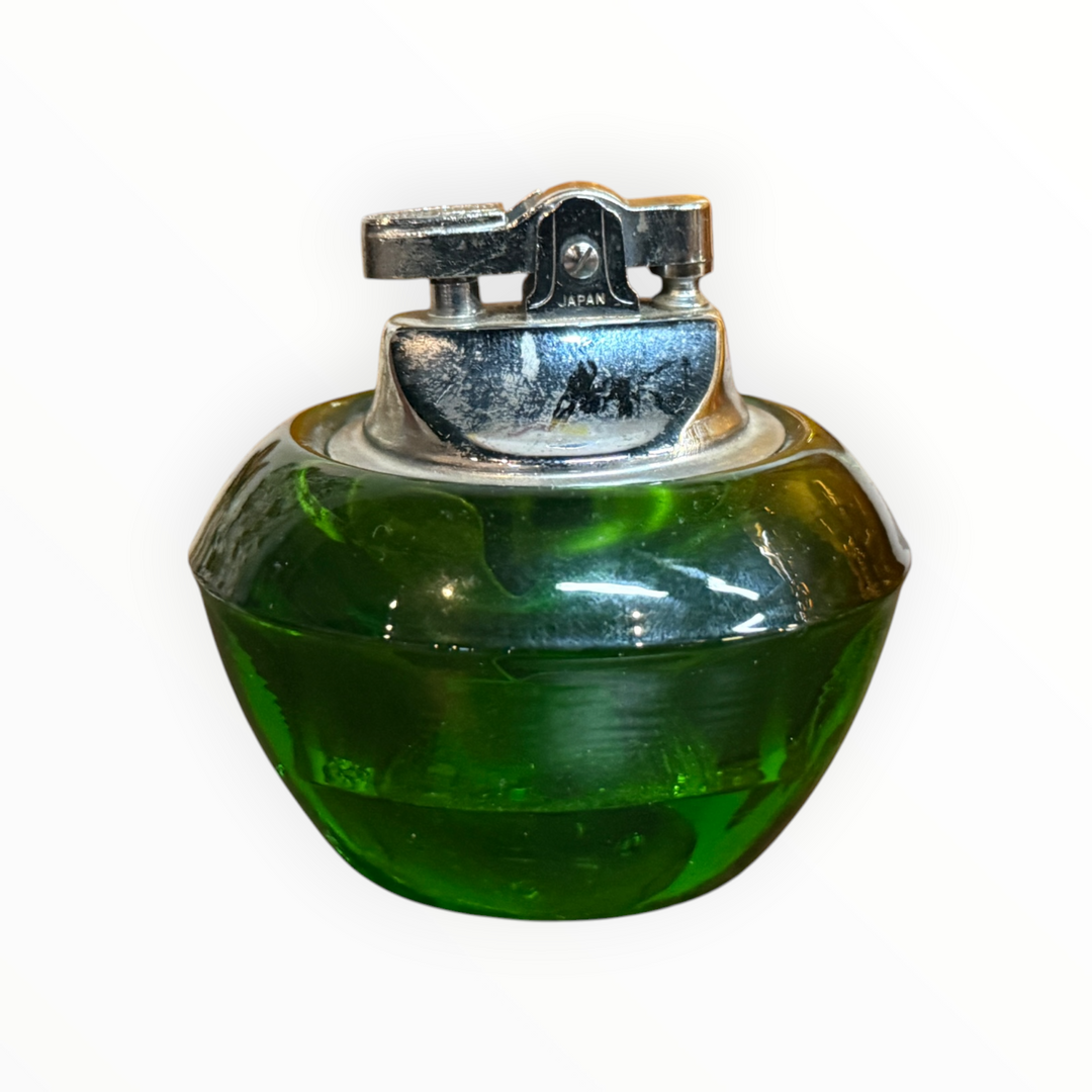 Vintage Viking Glass Table Lighter Emerald Green Mid-Century Made in USA