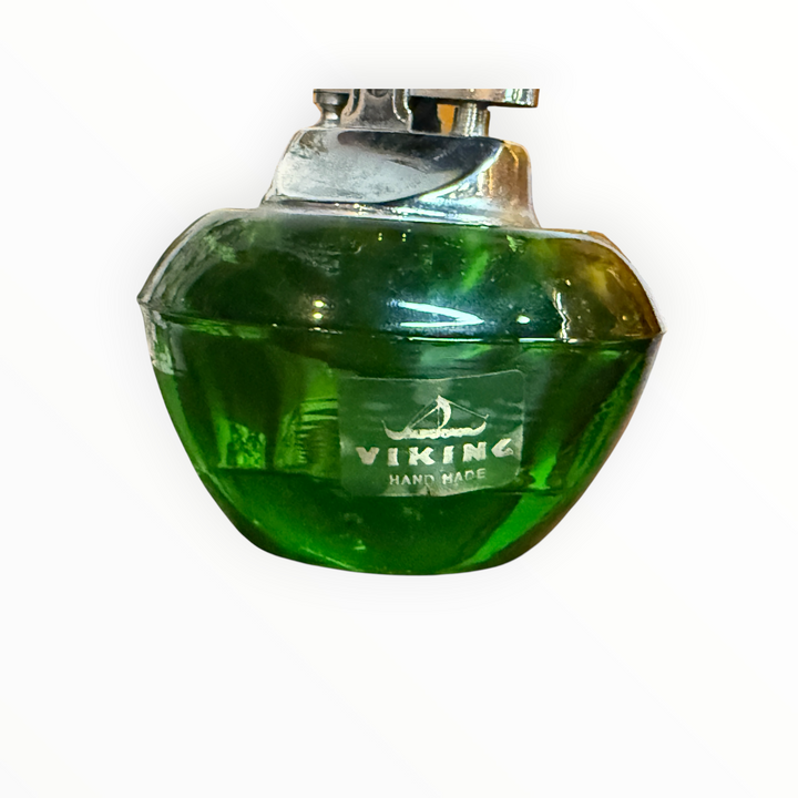 Vintage Viking Glass Table Lighter Emerald Green Mid-Century Made in USA