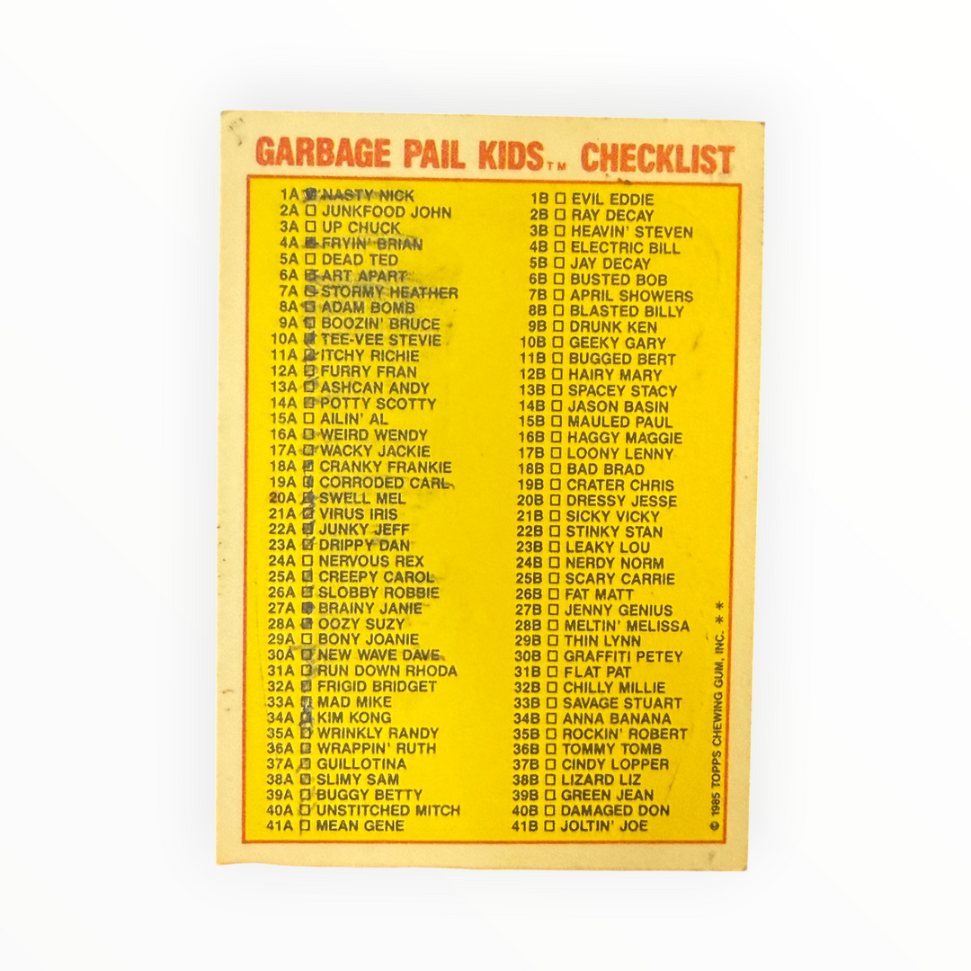 1985 Garbage Pail Kids - Dead Ted 5a List Back