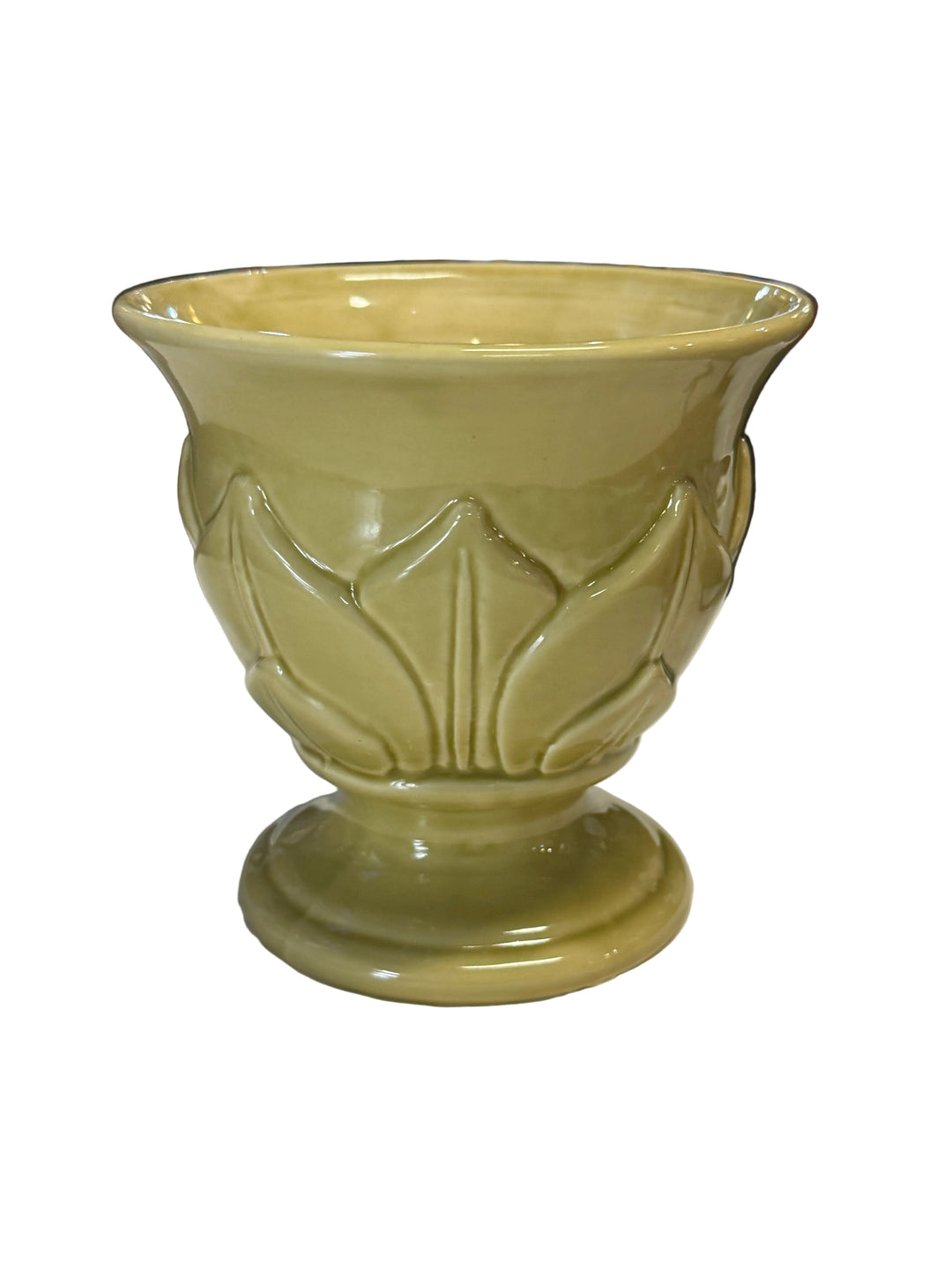 Unmarked Green Glazed Pottery Planter