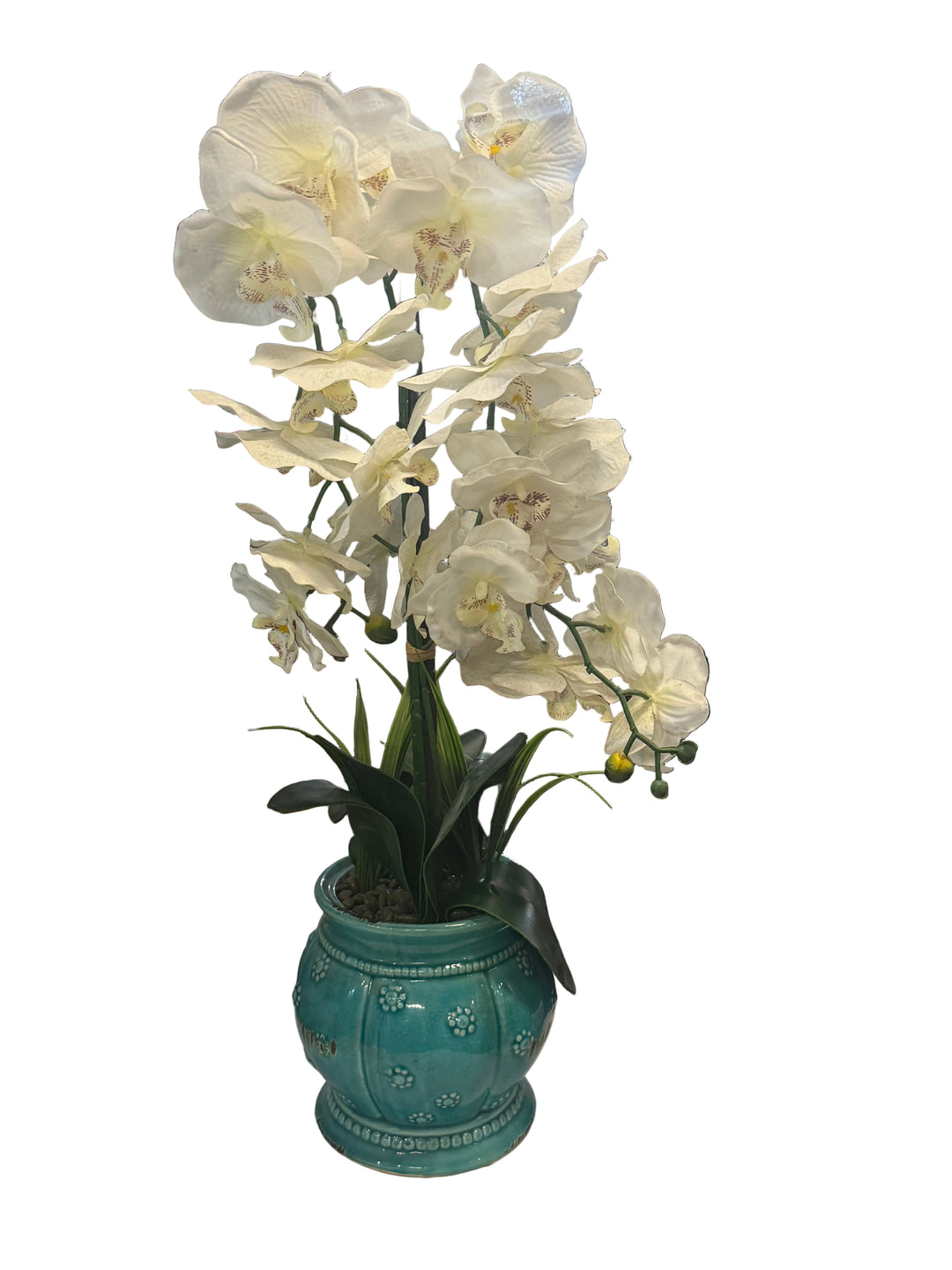 Potted Artificial White Orchid