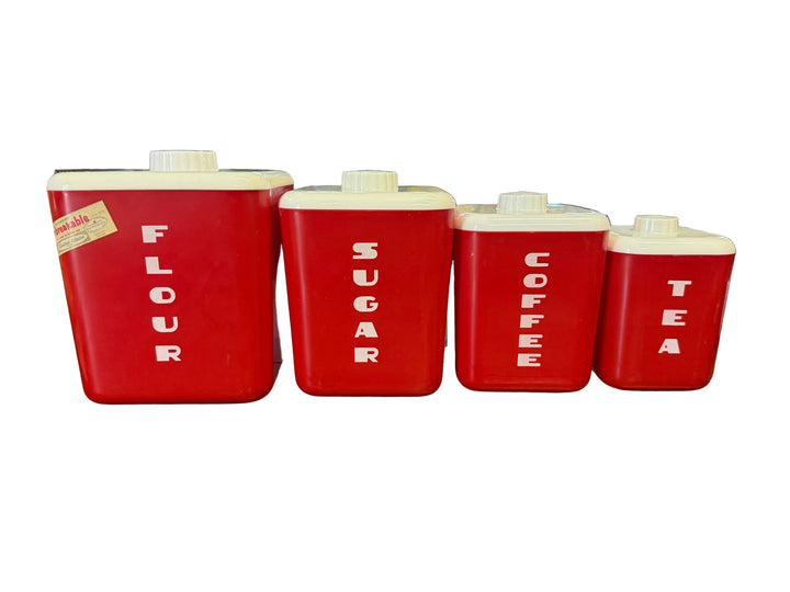 1950s Lustro Ware Red Canister Set