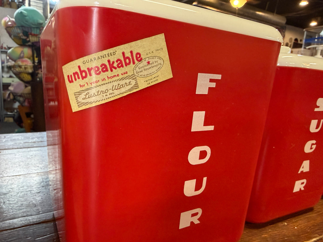 1950s Lustro Ware Red Canister Set