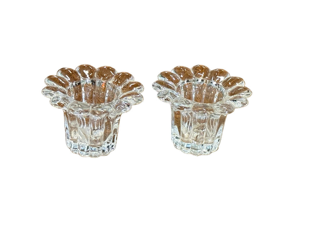 Glass Taper Candle Holder Pair