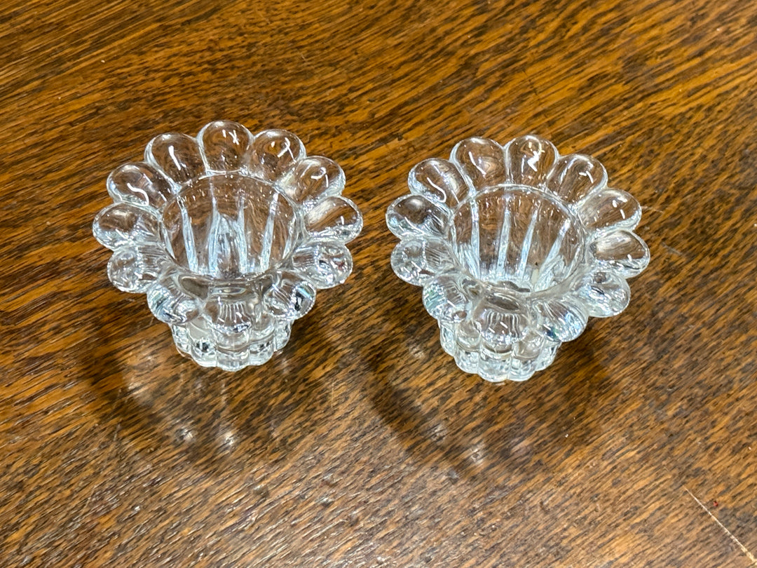 Glass Taper Candle Holder Pair