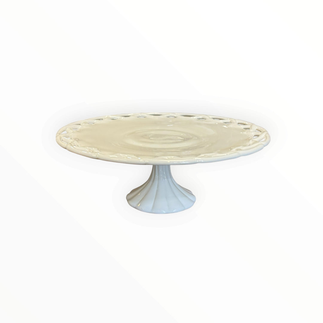 Vintage Pitman Dreitzer Colony 14" Lace Milk Glass Pedestal Cake Plate Stand