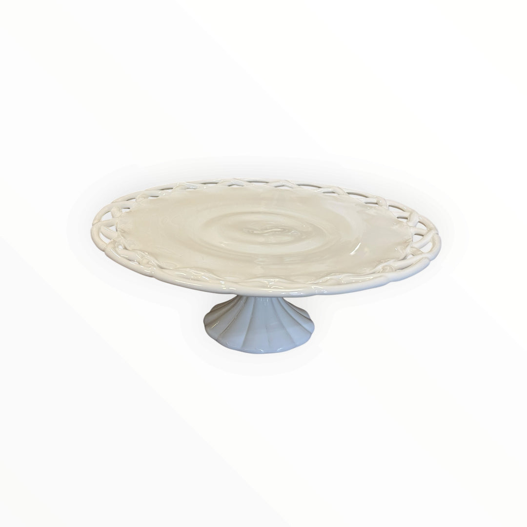 Vintage Pitman Dreitzer Colony 14" Lace Milk Glass Pedestal Cake Plate Stand