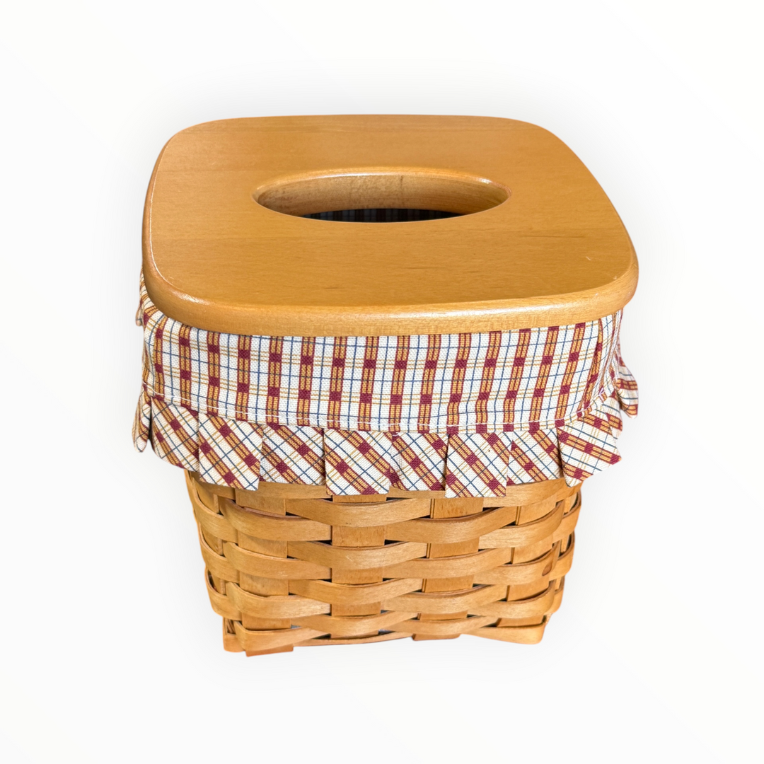 Longaberger Tall Tissue Basket with Linder, Protector and Lid
