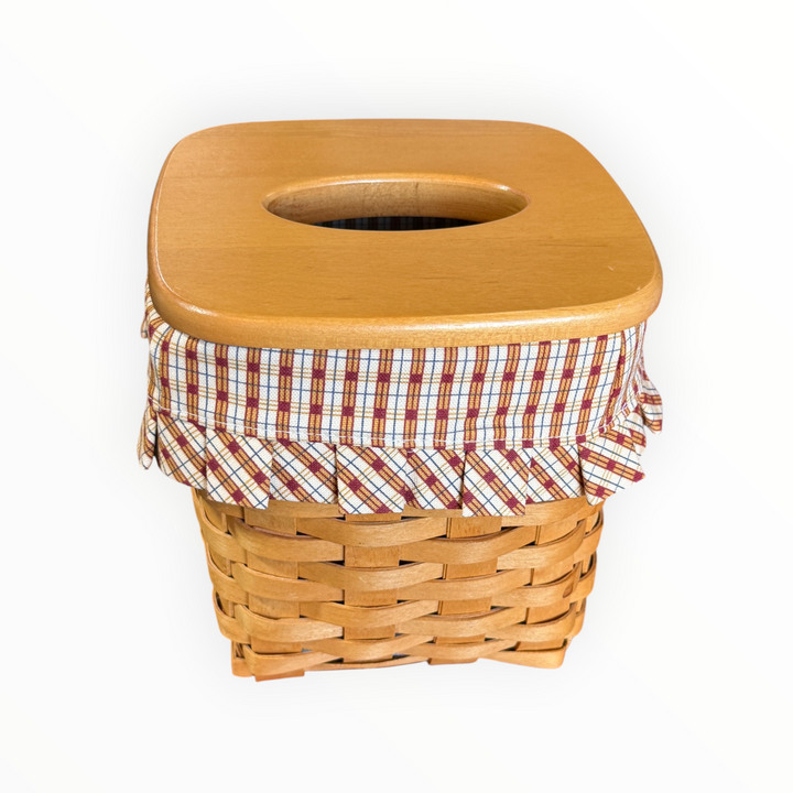 Longaberger Tall Tissue Basket with Linder, Protector and Lid