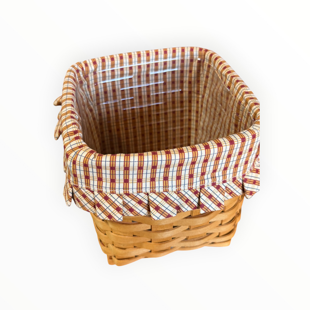 Longaberger Tall Tissue Basket with Linder, Protector and Lid