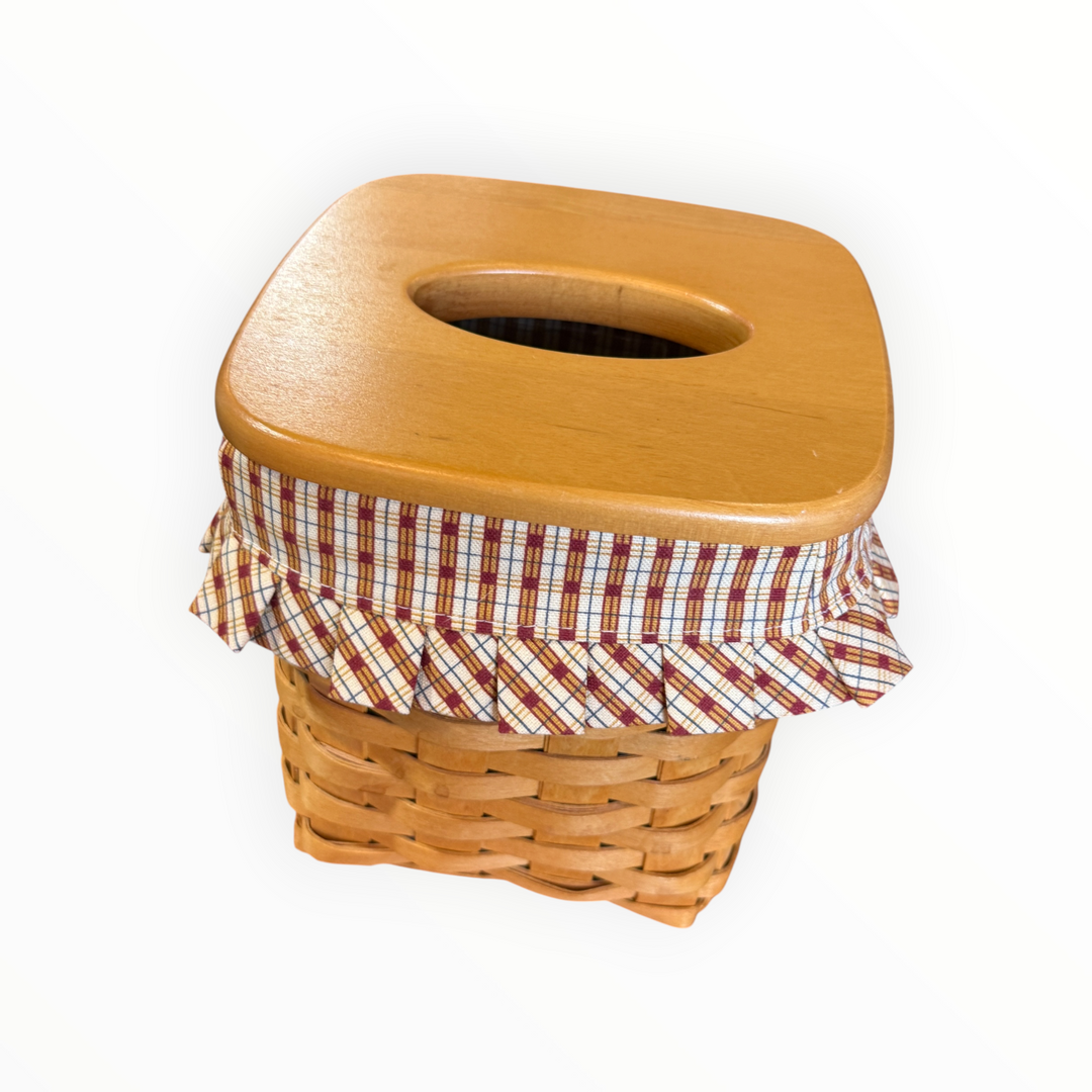 Longaberger Tall Tissue Basket with Linder, Protector and Lid