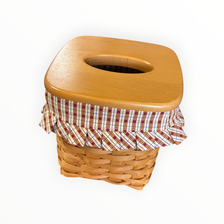 Longaberger Tall Tissue Basket with Linder, Protector and Lid