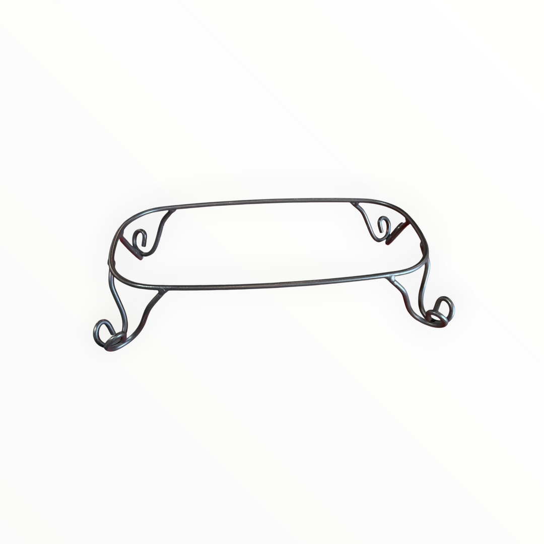 Longaberger Pottery Paprika Divided Dish with Wrought Iron Stand