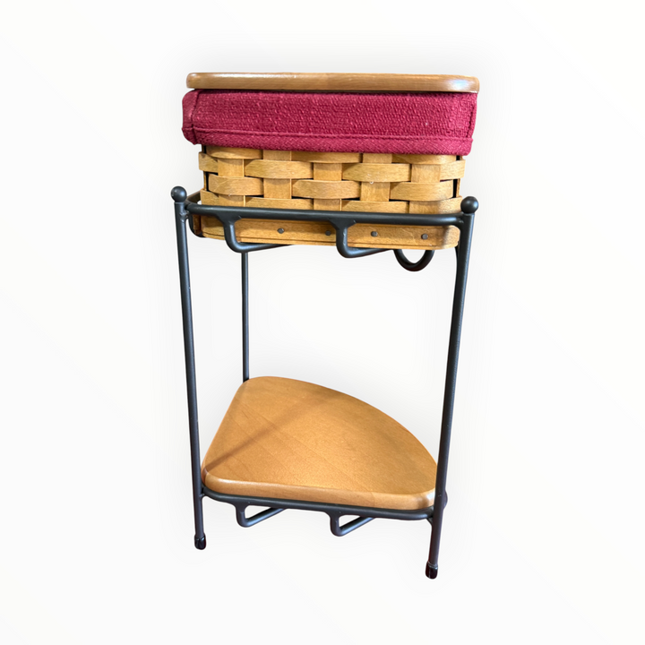 Longaberger Wrought Iron Corner Two Tier Rack w/ Basket ,wood Shelf, Saver