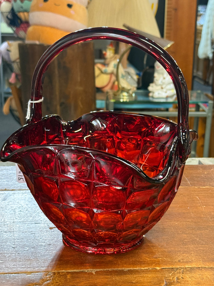Vintage Tiara Glass Constellation Sunset Amberina Basket