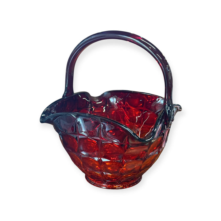 Vintage Tiara Glass Constellation Sunset Amberina Basket