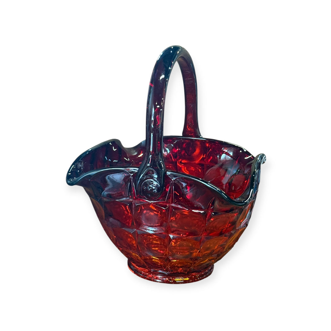 Vintage Tiara Glass Constellation Sunset Amberina Basket