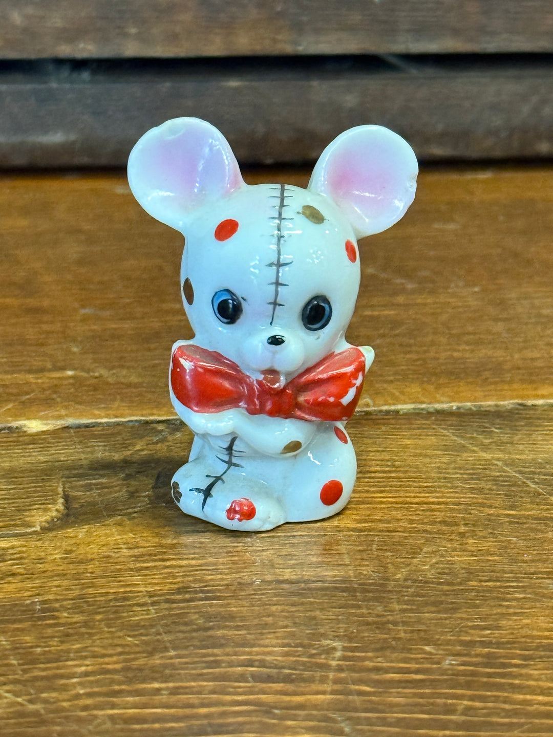 Vintage Japan Red/Gold Spotted Mouse