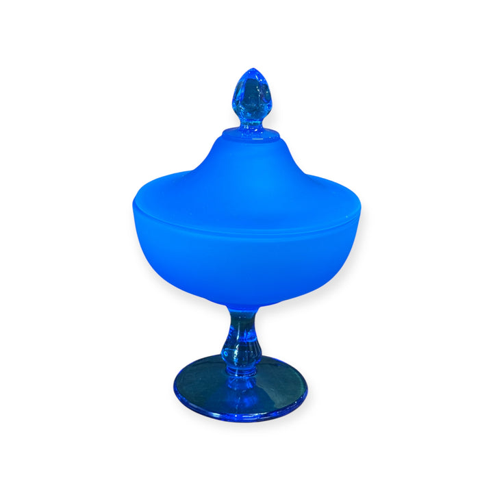 Westmoreland Frosted Glass Pedestal Candy Lidded Compote